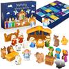 Nativity Advent Calendar, 25PCS Story Nativity Scene Playset, Religious Advent Calendar
