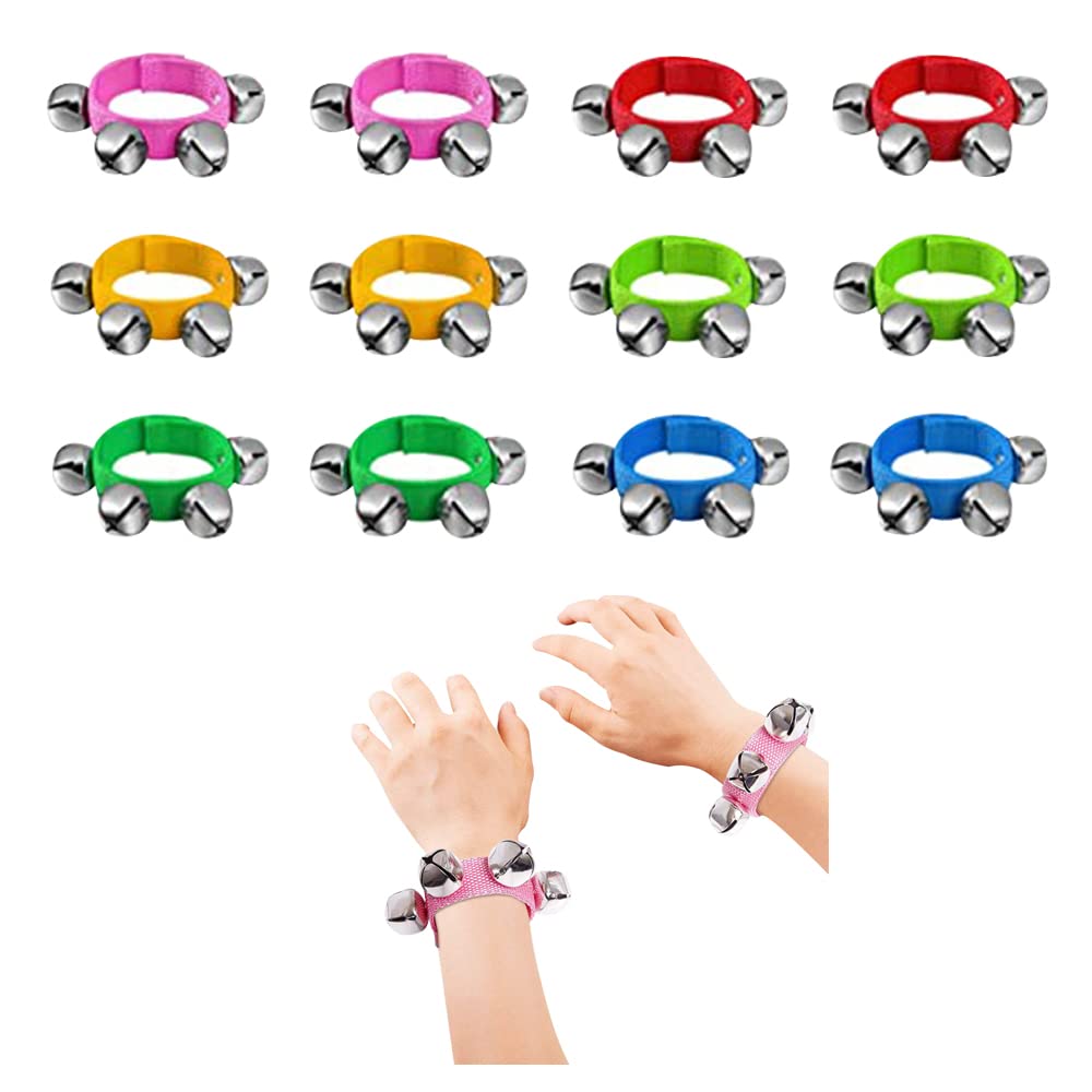 

siawadeky 12-Piece Wrist Bell Set, Hand Bells, Wristbands, Jingle Bells, Kids Wrist Shake, Musical Instrument for Babies and Children, Percussion