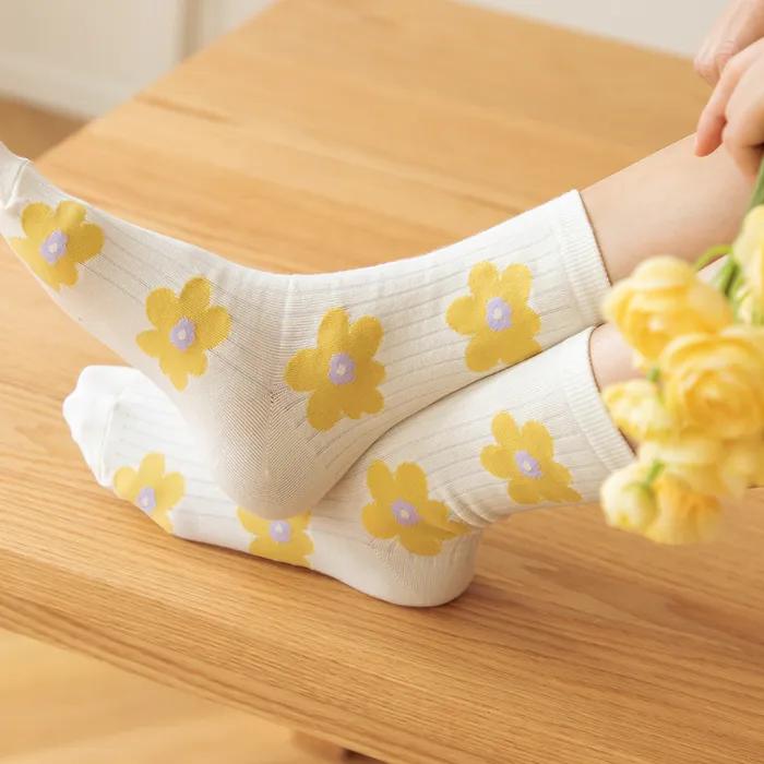 Daily Vintage Women's Socks 5-Piece Set - 08 Peony (Gift Set) + Free Shopping Bag