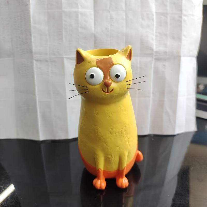 Quirky Cute Kitten Resin Vase Desktop Animal Shaped Flower Holder Home Office Desk Decor Unique Gift