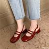 Ladies' Single Shoe Retro French Sweet Wine Red Design Sense Commuting Thick Heel Mary Zhen Fang Follow-up Shoes Zapatos Mujer