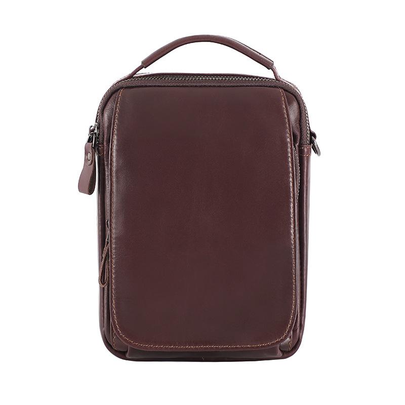 

New Leather Crossbody Bag for Men, Made of Cowhide, Compact and Lightweight Single Shoulder Small Shoulder Bag шоколадний