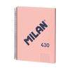 Cahier - A4 - Spirales - Petits Carreaux - 80 Feuilles - Couverture Rigide - Rose