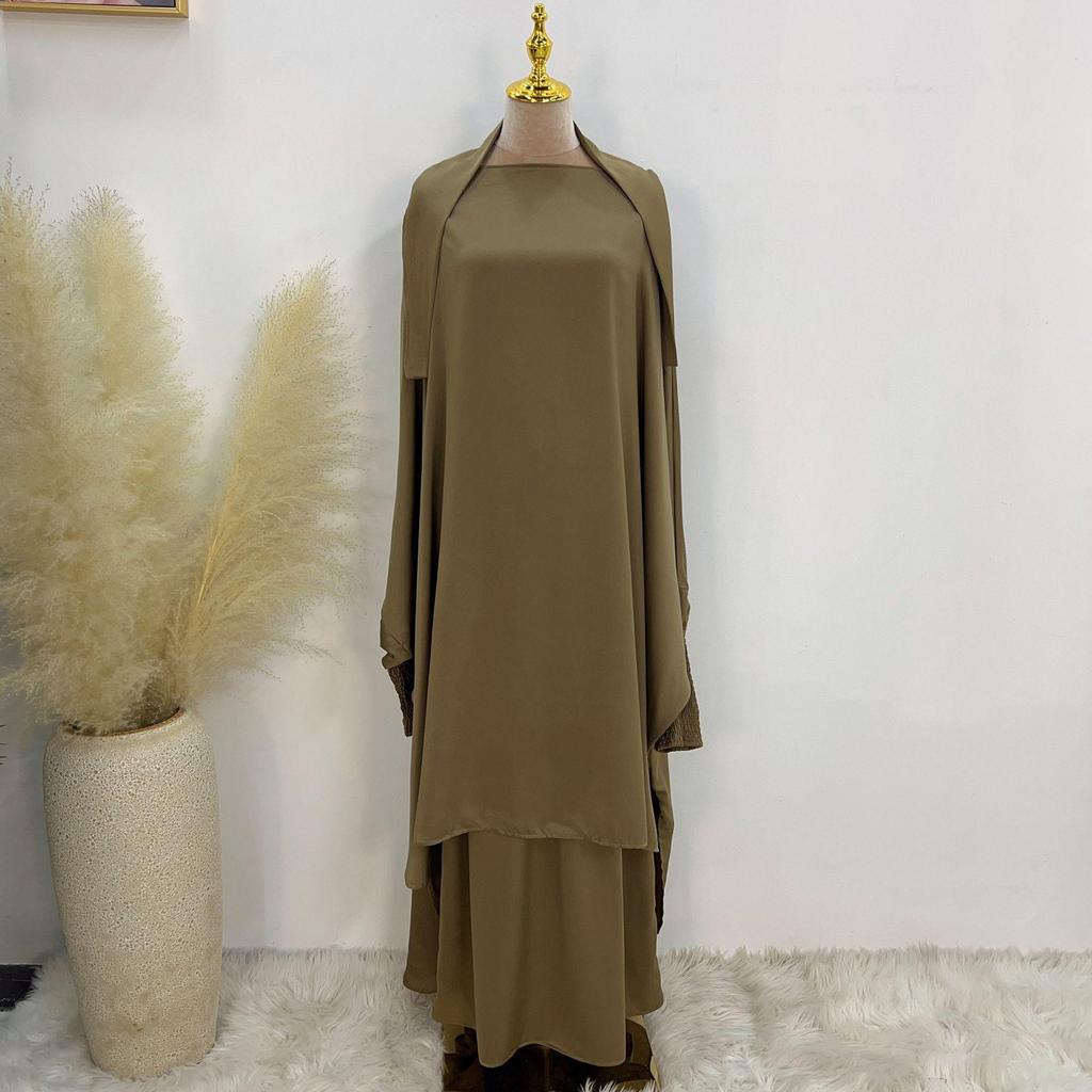Loriya 2023 Solid Color Streetwear Swing Robe Dress Set - LR618