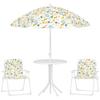 Children's 4-piece outdoor garden furniture set, elephant and giraffe design, adjustable parasol ? 100 cm, folding chair