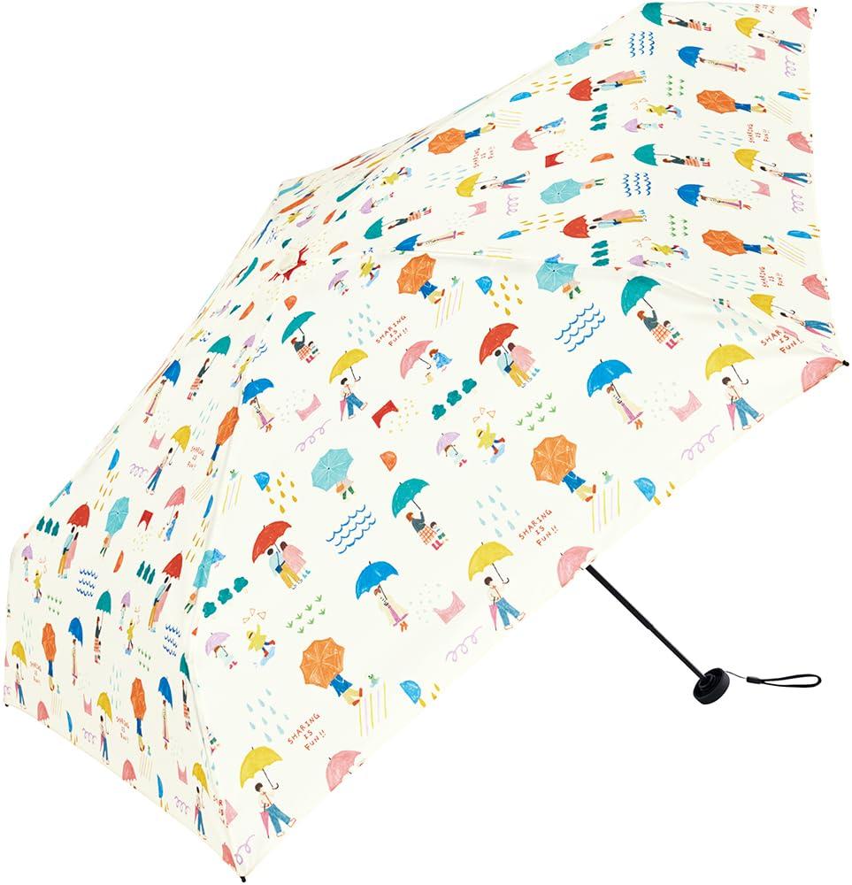 Because Folding Umbrella 50cm Sun and Rain Umbrella UV Cut Ribbed Compact White Little/Pattern D-065603