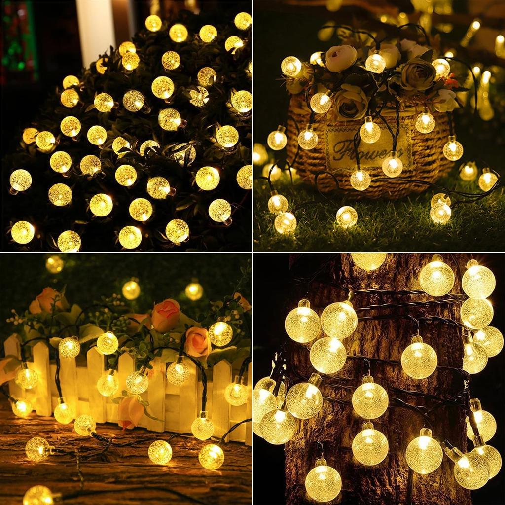 New Solar LED String Illumination Lights Improved Hours of Lithium Battery 50 IP65 8 Automatic at Garden Fairy Outdoor Garden New School Warm Yellow