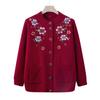 Middle-aged elderly autumn and winter warm top female grandma fleece cardigan sweater mother winter coat elderly bottoming shirt