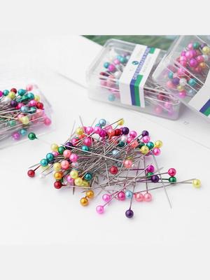 Alfinetes de Draping Perolados - Agulhas de Posicionamento Coloridas para Costura e Modelagem