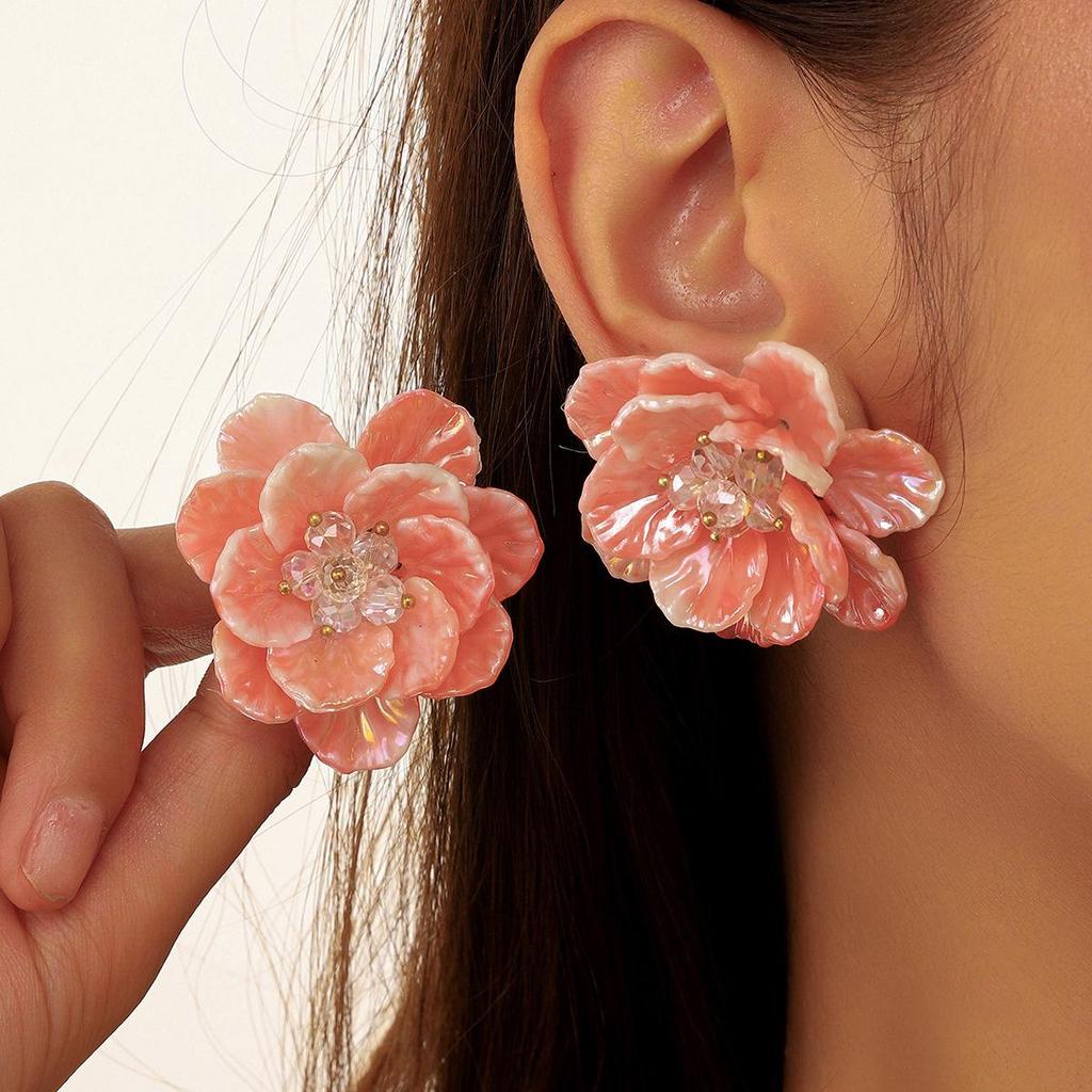 Colorful Resin Petal Flower Adjustable Ring