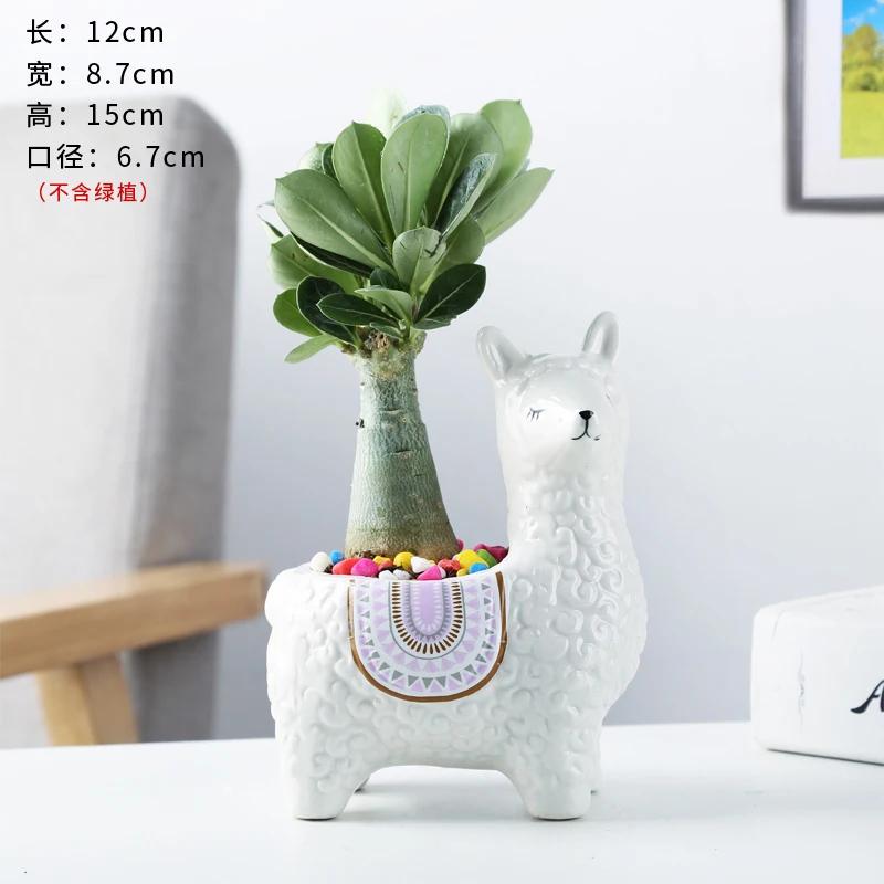 Ceramic Sheep Shape Animal Flower Pots Mini Pig Plant Pot Basin Micro Vase Bonsai Succulent Planter Decor Crafts Potted Pottery