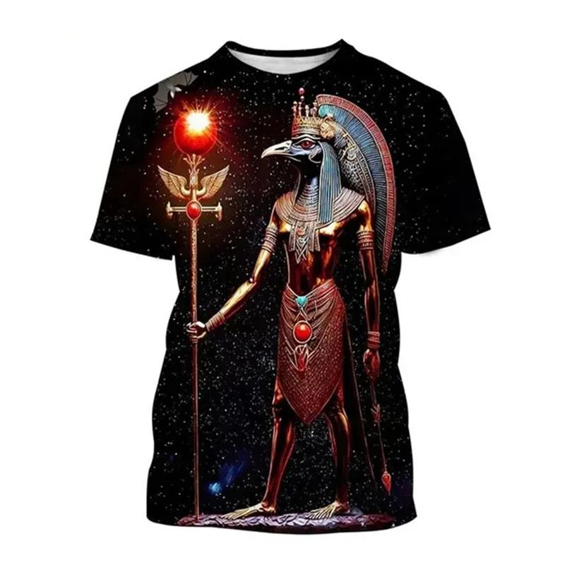 3D Printed Ancient Egypt T-Shirt Men Women Pharaoh Pattern T Shirts Summer Oversized Harajuku Round Neck Tees Short Sleeve Tops
