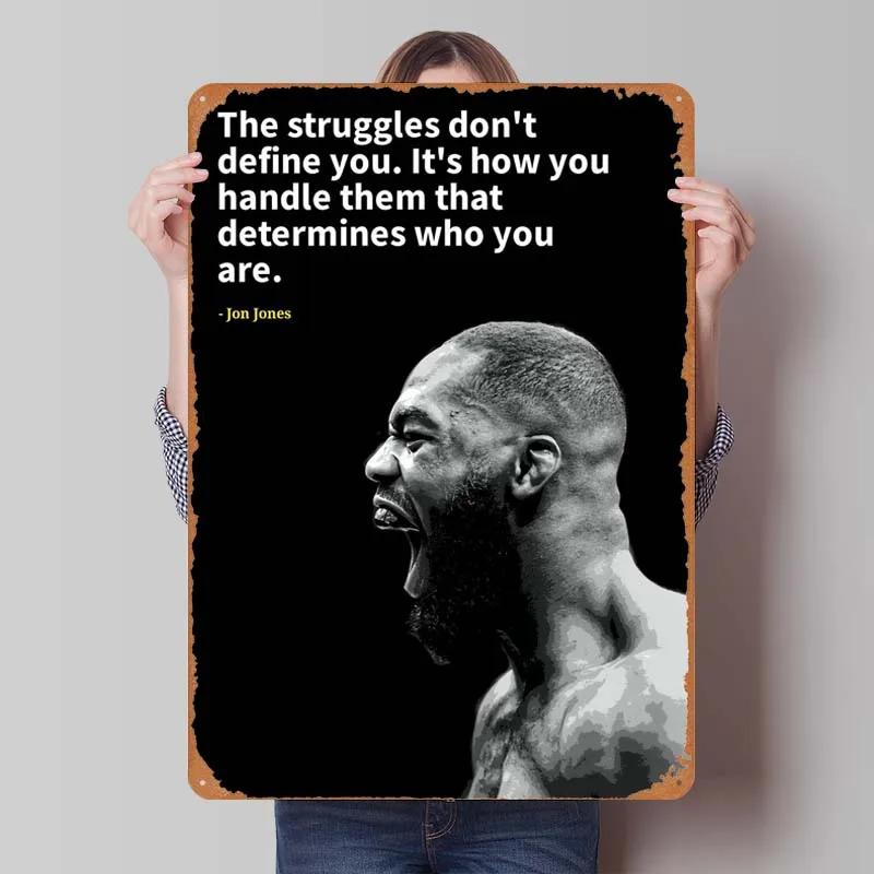 Jon Jones Metallskylt Boxningsposters Spelrumsinredning Man Vintage Plåttskylt Plakett för Väggkonst Dekoration Interiör