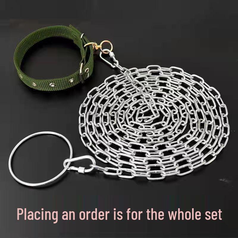 Bite-Resistant Rust-Proof Dog Leash and Chain Collar