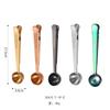 Stainless Steel Measuring Spoon With Clip Coffee Snacks Food Bags Multi-Function Kitchen Tool In Gold Rose