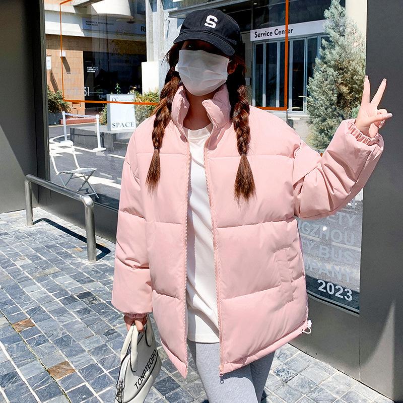 

Пуховик, стеганая куртка, женский, 2025, осень и зима, новый, с утолщенным воротником, свободный и универсальный, студенческий стеганый пуховик XXL розовый
