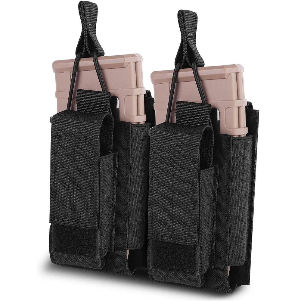 Tactical Molle Magazine Pouch Tactical Pouch Double Rifle Pistol Mag Pouch 2-Layer Cartridge Holder