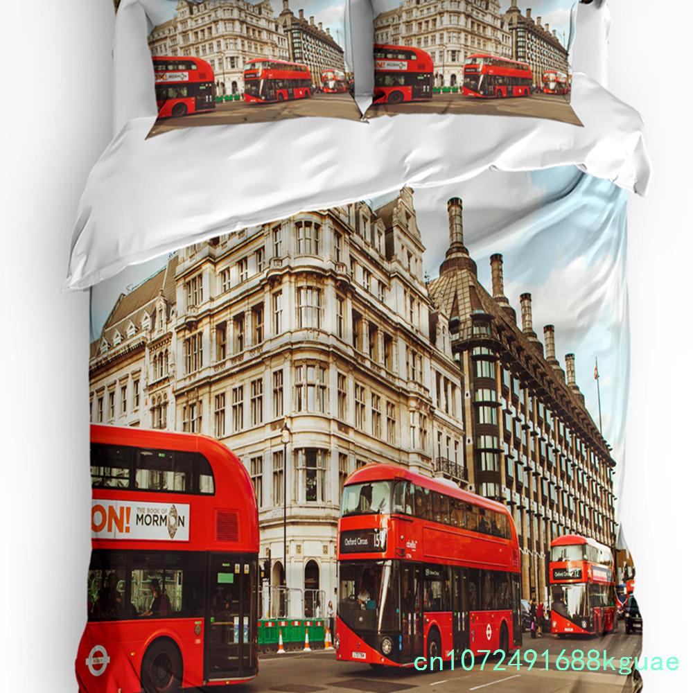 Tea Party Bettwäsche-Set für Schlafzimmer Bett Zuhause London Zeitung Inspiriertes Hintergrundmuster mit Grunge Bettbezug Steppdeckenbezug Kissenbezug