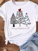 (Asian Size) lovely happy new year Women's Top T Tee merry Christmas festival O-neck Clothing  Print Fashion ladies Graphic T-shirts