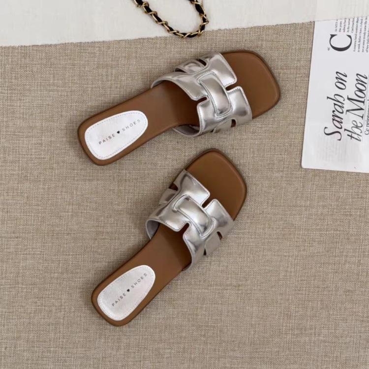 Casual beach women's shoes summer new temperament wear sandals thick heel versatile woven half slippers women