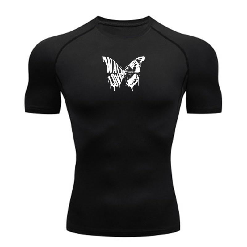 

Men s Compression Running T-Shirt Quick Dry Fitness Short Sleeve Tight T-Shirt Training Jogging Gym Sportswear Rashguard Training Elastic Suit XXXL