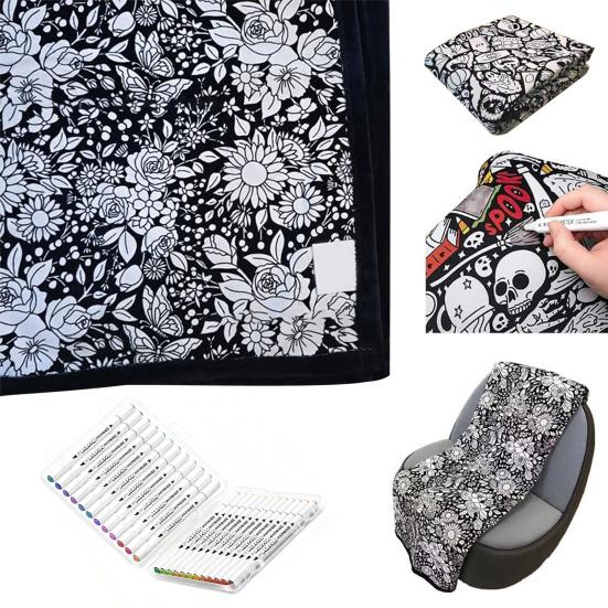 DIY Fargeleggingspledd 50" x 60" Sofapledd Vaskbart Fargelegg Ditt Eget Pledd Kunstprosjekt for Hjemmeinnredning Feriegaver Festaktivitet