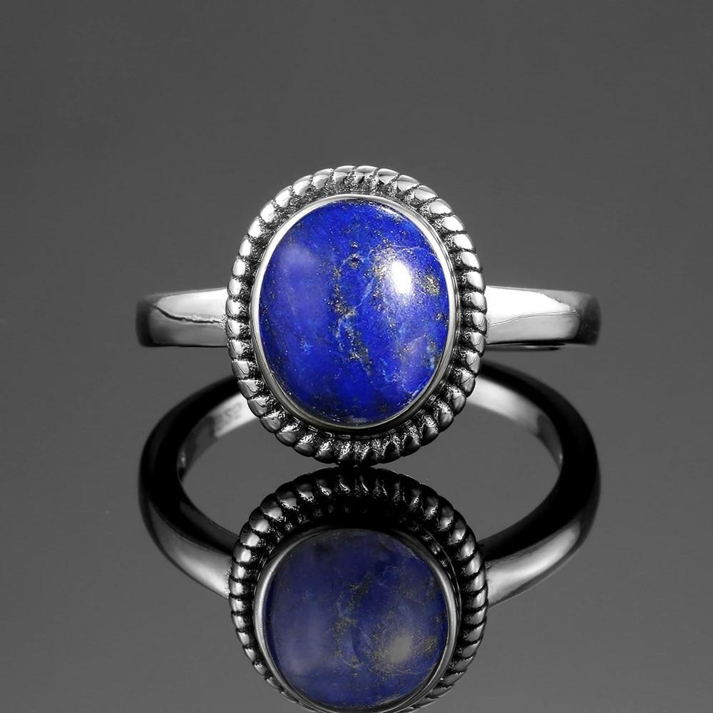 Natürlicher großer ovaler natürlicher Lapislazuli-Ring für Frauen Geschenk Vintage großer Ring Großhandel feiner Schmuck