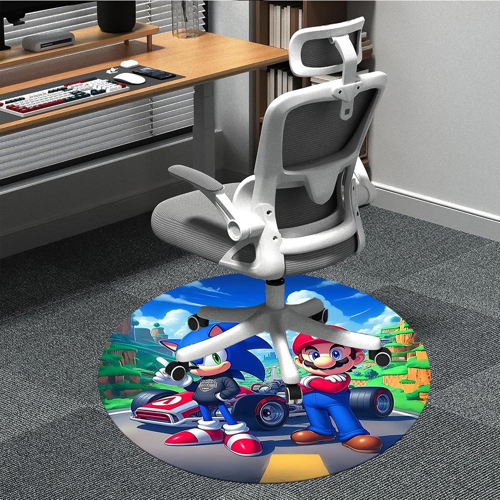 

1pc Sonic Mario Office Round Area Rug, Indoor Mat Suitable For Office,Bedroom Living Room Home Decor, Room Deco a0928186 80cm by 80cm