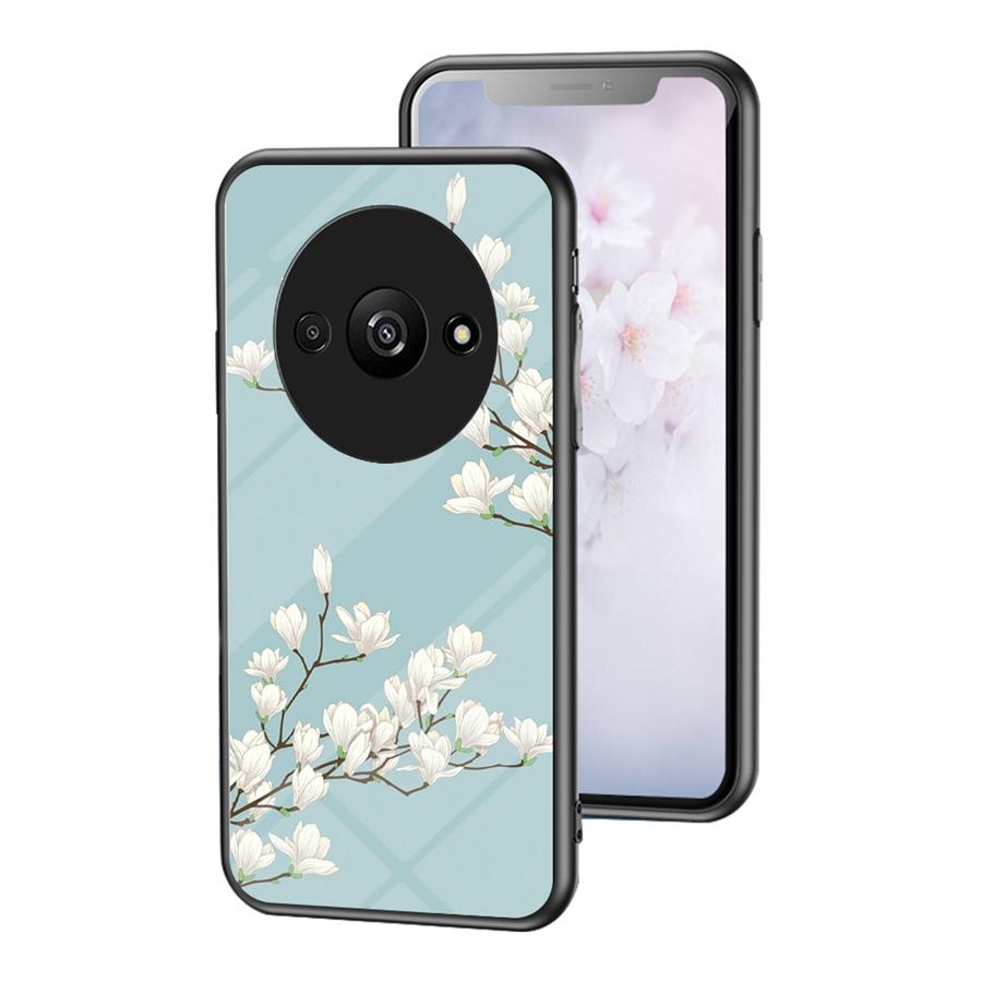 Floral Back Tempered Glass Case For Samsung Galaxy A22S A52S 5G J6 A6 S8 Huawei Y9S Honor X6S Xiaomi 12T Redmi 6A 7A Poco F4 GT Rose Flower Cover