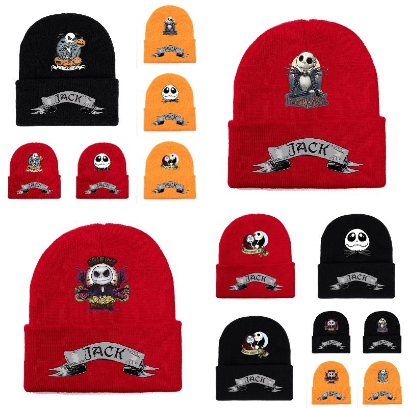 Jack Pumpkin Prince Knit Hat Colorful Halloween Print Unisex Winter Warm Cap