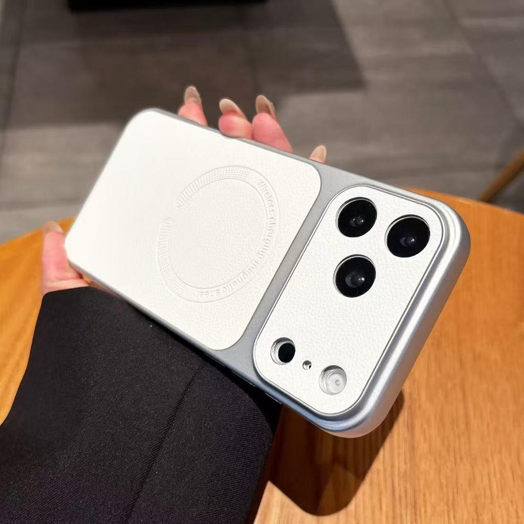 iPhone 17 Pro Max Lychee Pattern Leather Magnetic Case for Apple 16, Full Coverage with Large Window