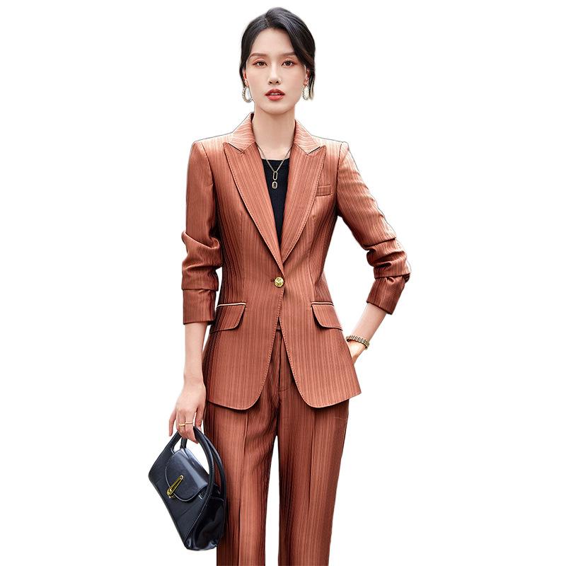Zihong High-End Acetate Satin Striped Suit Jacket 2024 - Spring/Autumn Goddess Workwear.