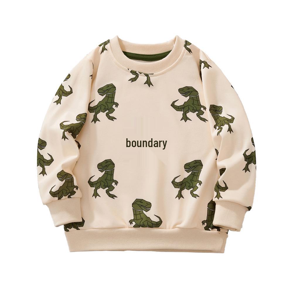 

European and American Cartoon Dinosaur Hoodie for Kids - Pullover Round Neck Knitwear 2-3Y (90cm)