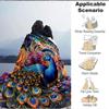 1pc Peacock Feather Print Blanket Lightweight Flannel Blanket Throw Blanket For Sofa, Bed, Travel, Camping, Livingroom, Couch, Chair, And Bed Yy250902