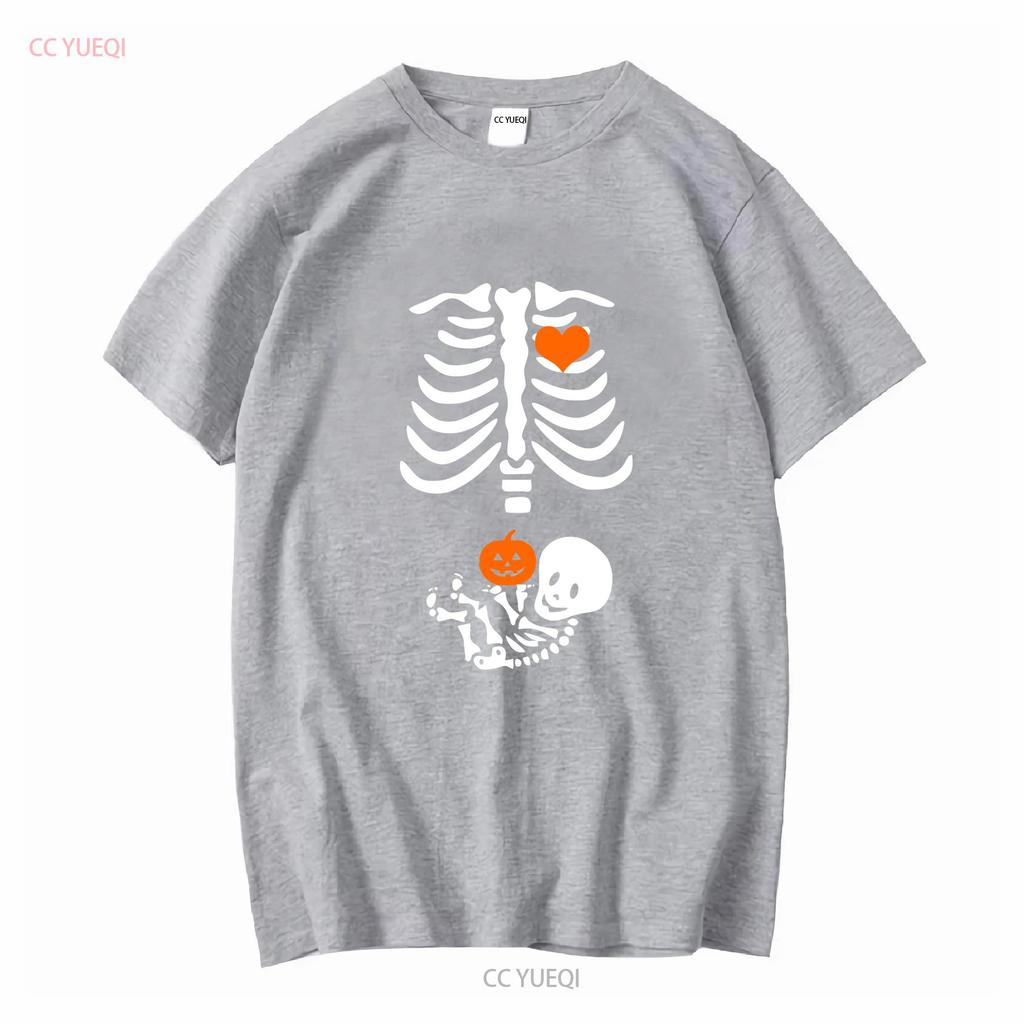 Halloween Skelett Schwangerschaft T-Shirt Mutterschaft Schwangerschaft Outfit lange oder kurze Ärmel Vintage gewaschen Unisex