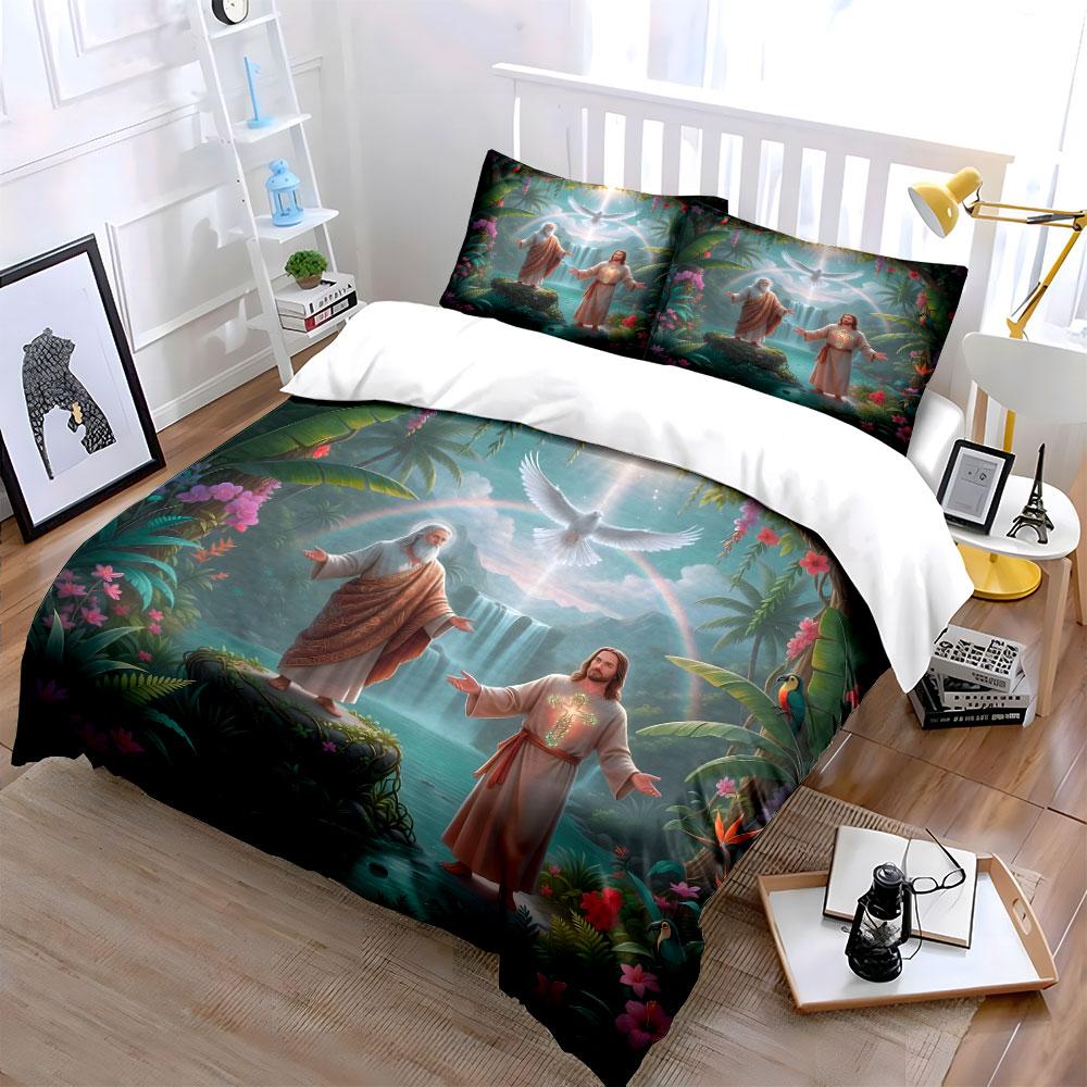 "Spiritual Ceremony in Lush Paradise" kid's and adults' bedroom decor, Exquisite three-piece bedding set gift