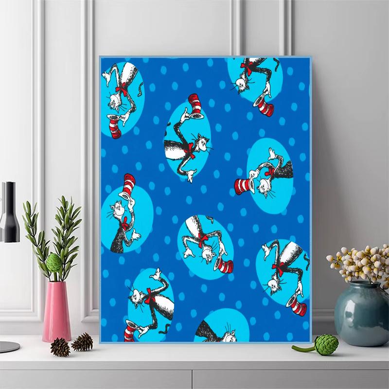 The Cat in the Hat Pattern 3pcs 100% Round Full Drill 5D DIY Diamond Painting Embroidery Cross Stitch Rhinestone Décor