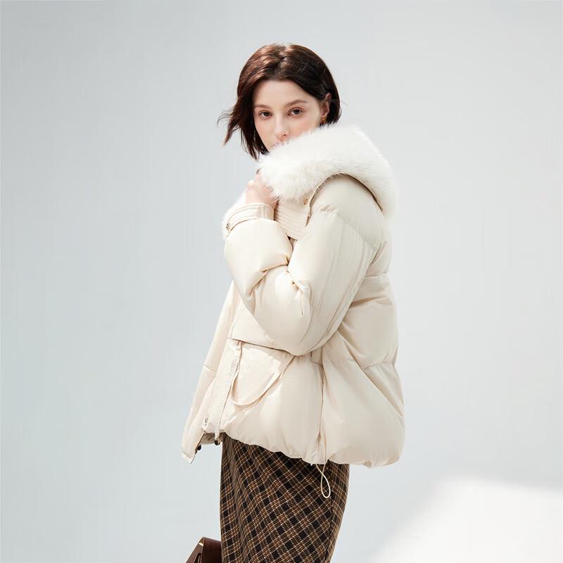 Qiushui Yiren Women's Fur Collar 90% White Duck Down Jacket