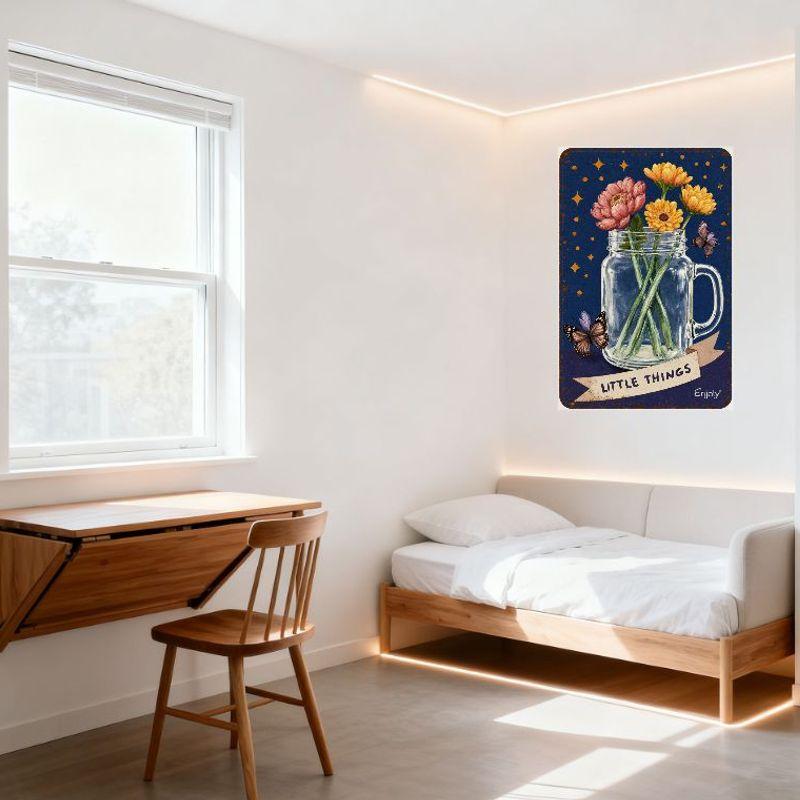 Whimsical Vintage Metal Tin Sign Sexy Little Things Enjoy Butterfly Flower Glass Jar Wall Decor for Home Bar Pub Bedroom Decorat