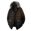 Large Size Long Cotton-padded Jacket for Men's Winter Removable Hooded Cotton-padded Jacket with Thickened Large Fur Collar Cotton-padded Jacket.