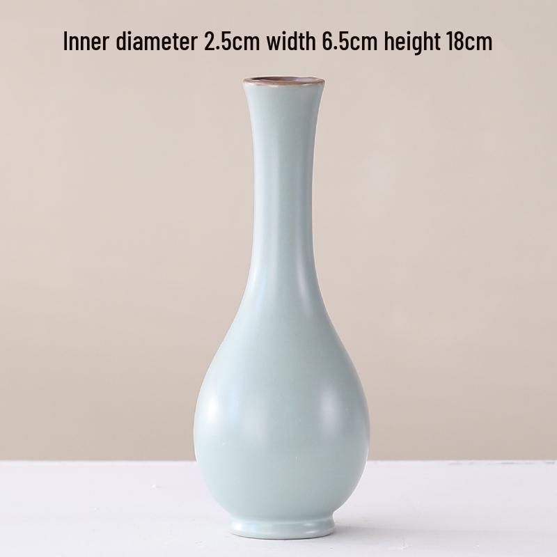 Elegant Celadon Vase: Classical Ru Kiln Ceramic for Hydroponic Flower Arrangements and Living Room Decor