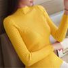 Long Sleeved Autumn Bottoming Spring Knitted Sweater Women Casual Laciness Mock Neck Tight Fit Pullover Top