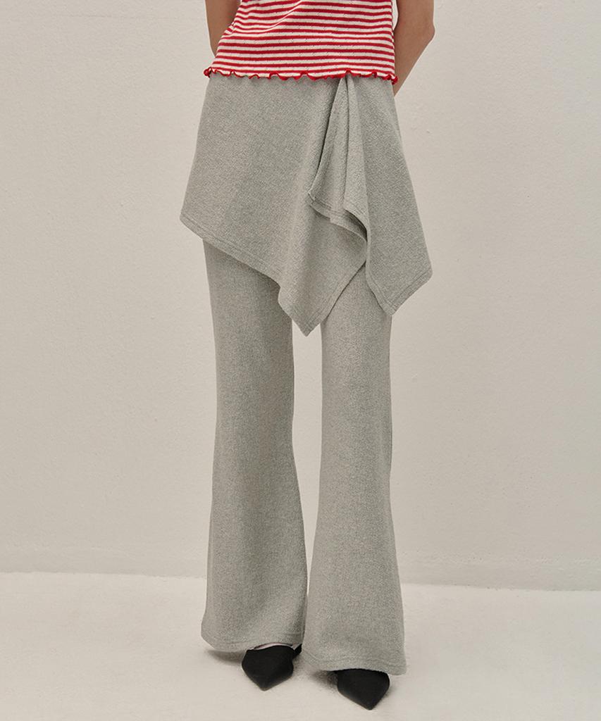 Kamino Terry Wrap Skirt Bootcut Pants Gray
