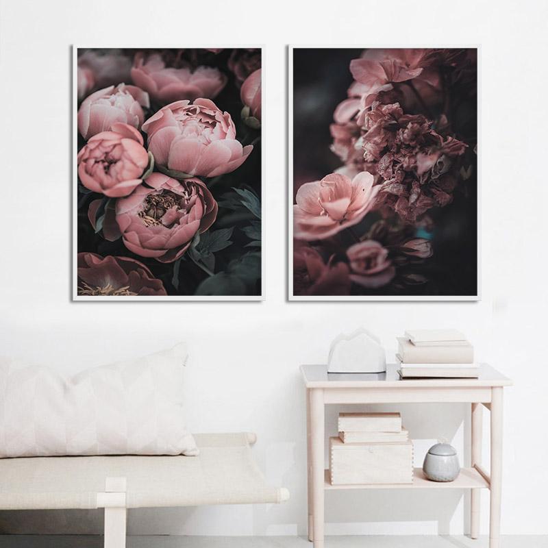Peony Rose Flower Canvas Nordic Poster Botanical Scandinavian Style Wall Art Print Picture Painting for Living Room Decoration