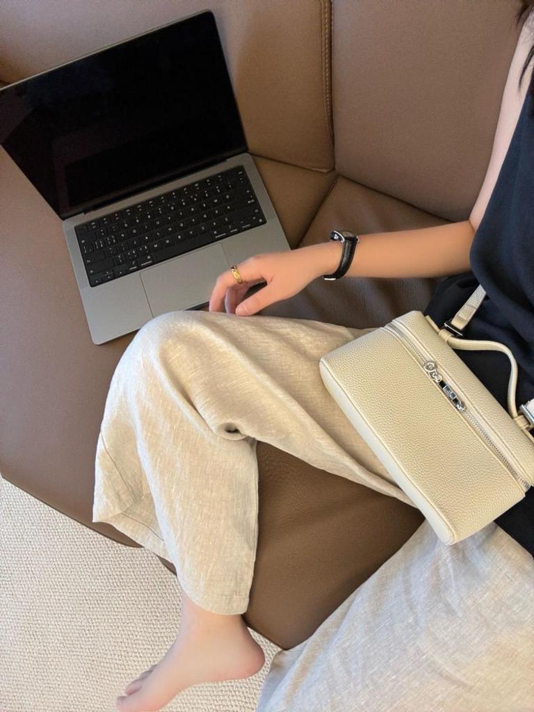 Women's Summer Japanese Style Cotton Linen Wide Leg Elastic Waist Pants