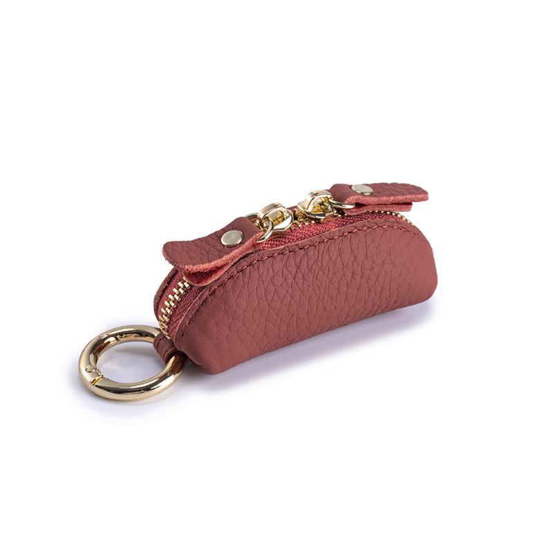 Mini Leather Coin Purse Soft Water-resistant Zipper Pouch with Key Ring Compact Card Holder for Men Women Outdoor