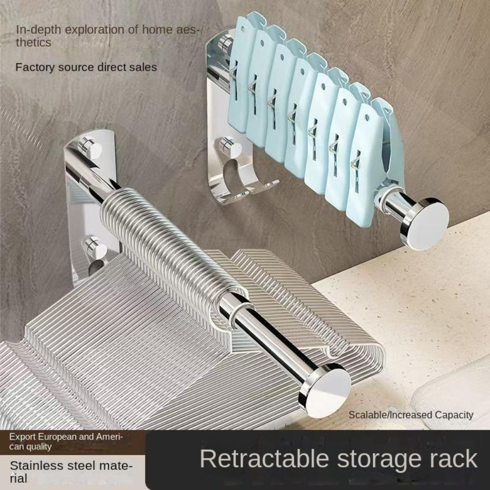 Stainless Steel Clothes Hanger Storage Rack Wall-mounted Scalable Storage Racks Drying Hanger