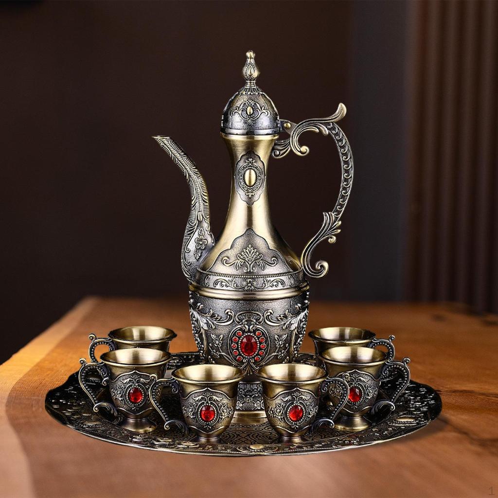 Coffee Pot Set Ornament Decanter and Glasses Household Decoration Tea Cup Serving for