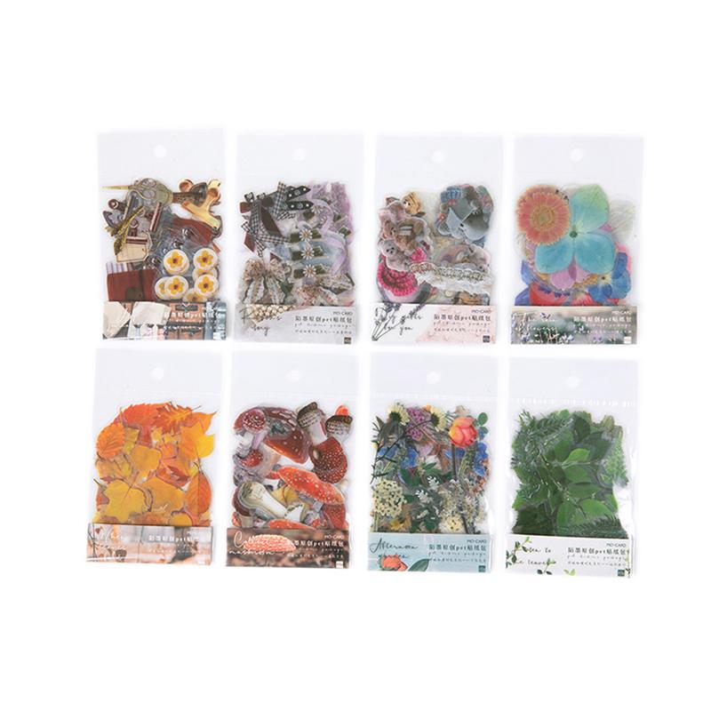 40pcs/bag Vintage Ginkgo Leaves Flowers PET Sticker Package DIY Diary Decoration Sticker Album Scrapbooking KTY