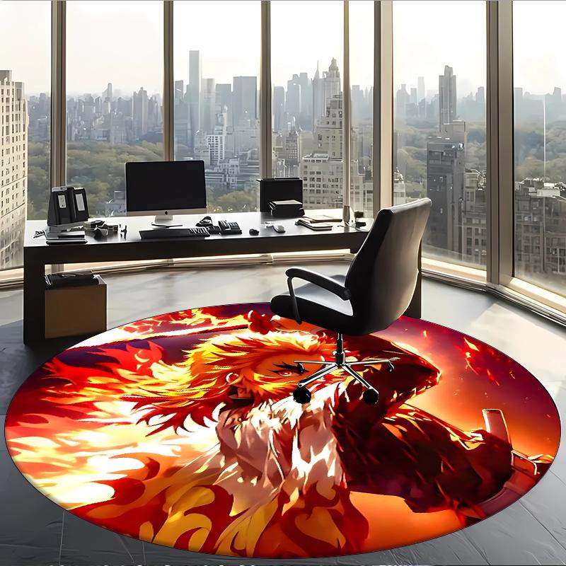 Kyojuro (5) Round Office Rug Decorative Floor Rug for Office Bedroom Living Room and Home Space